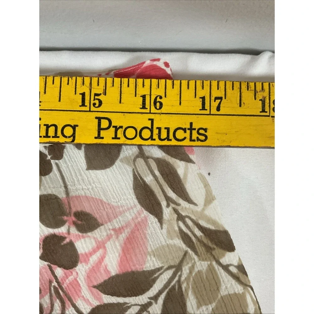 Alfred Dunner Pink & Beige Floral Sheer Lined Flared Bottom Midi Skirt Sz 14 J23
